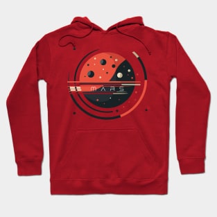 Minimalist Mars Logo, Outer Space Milky Way Astronomy Art Hoodie